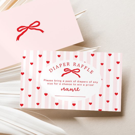Diaper raffle Valentines Bow heart Baby Shower Begleitkarte
