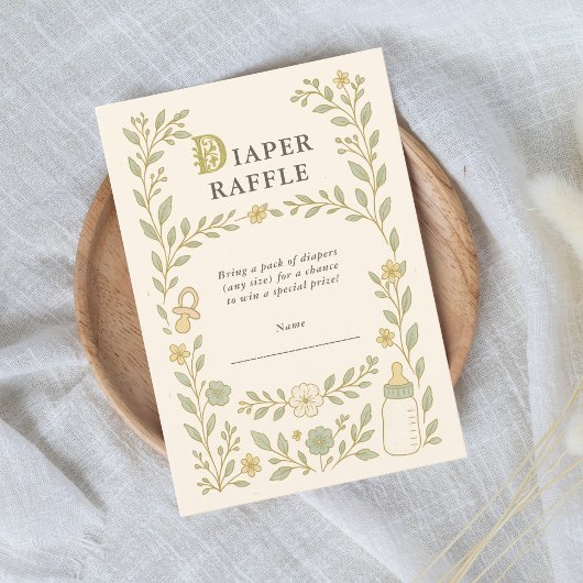 Diaper Raffle Vintag Storybook Girl Babydusche Begleitkarte