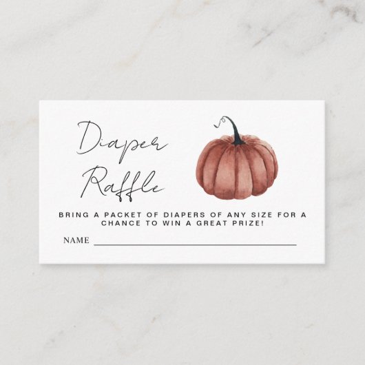 Diaper Raffle Watercolor Rustic Pumpkin Begleitkarte (Vorderseite)