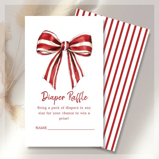 Diaper Raffle Weihnachts Coquette Bow Baby Dusche Begleitkarte