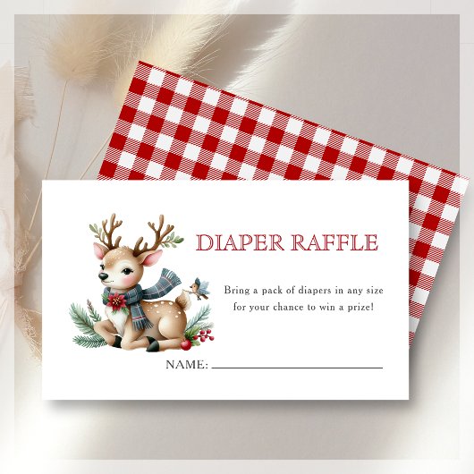 Diaper Raffle | Weihnachts-Rentier-Kinderdusche Begleitkarte