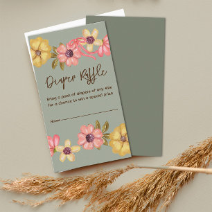 Diaper Raffle Western Floral Cowgirl Babydusche Begleitkarte