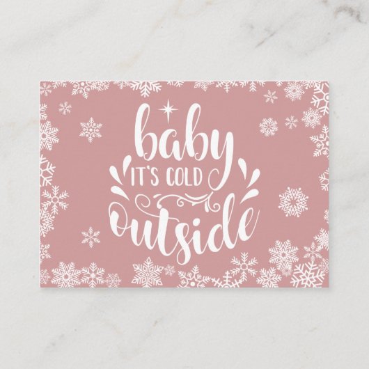 Diaper Raffle Winter Baby Shower Dusty Rose Pink Begleitkarte (Rückseite)