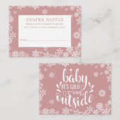 Diaper Raffle Winter Baby Shower Dusty Rose Pink Begleitkarte (Vorne/Hinten)