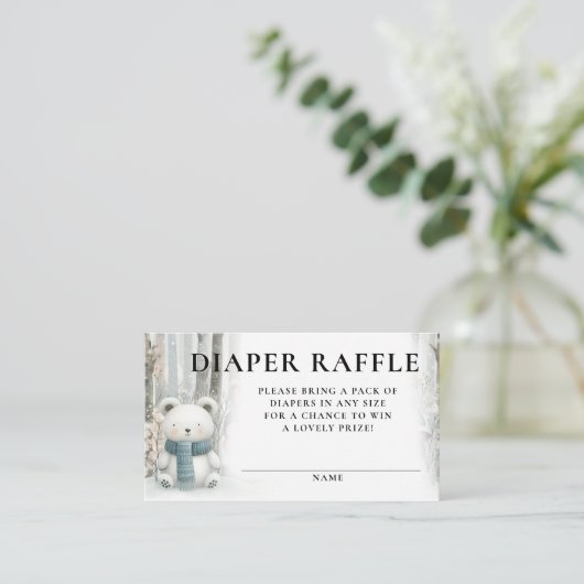 Diaper Raffle Winter Snow Woodlands Baby Shower Begleitkarte (Stehend Vorderseite)
