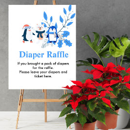 Diaper Raffle Winter Wunderland Pinguin Eisbär Poster