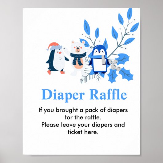 Diaper Raffle Winter Wunderland Pinguin Eisbär Poster (Vorne)
