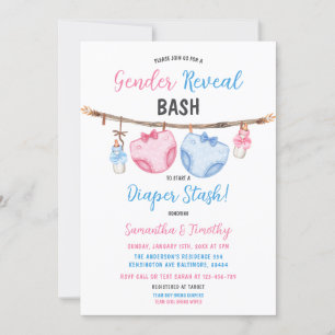 Diaper Stash Clothesline Er oder sie Geschlecht ze Einladung