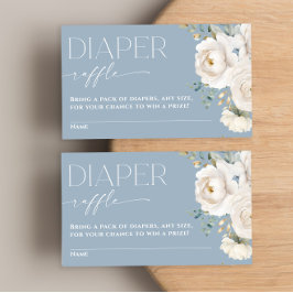 Diaper Tombola boho staubige blaue Blüte elegant Begleitkarte