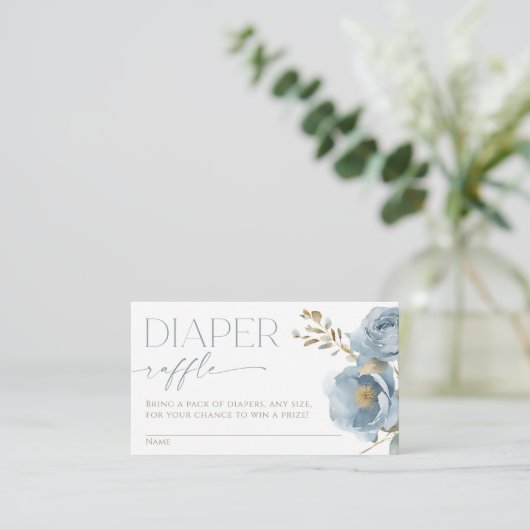 Diaper Tombola boho staubige blühende Rose Begleitkarte (Stehend Vorderseite)