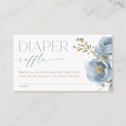 Diaper Tombola boho staubige blühende Rose Begleitkarte (Vorderseite)