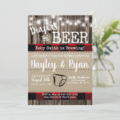 Diapers & Beer Buffalo Kariert Baby Couples Dusche Einladung (Stehend Vorderseite)