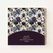 Diario de Arte Elegante Flores Grises y Púrpura Notizblock (Rückseite)