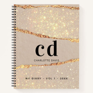 Diary beige gold agate marmormonogram notizblock