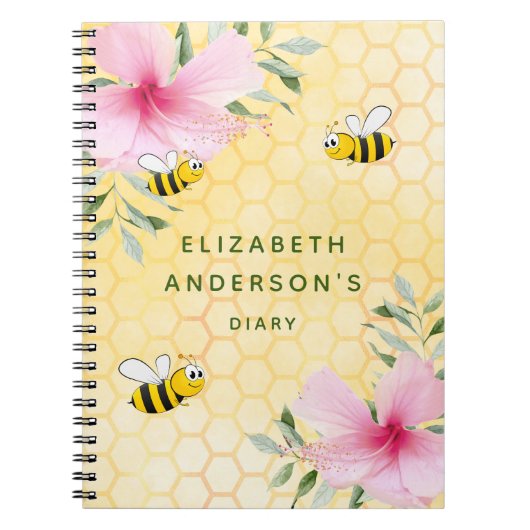 Diary bies honeycomb rosa florals Uni entschieden Notizblock (Vorderseite)