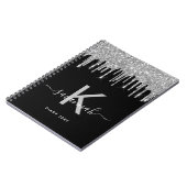 Diary Black Glitzer Tropfen monogram Notizblock (Linke Seite)