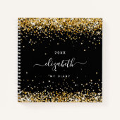 Diary black gold conetti name skript notizblock (Vorderseite)