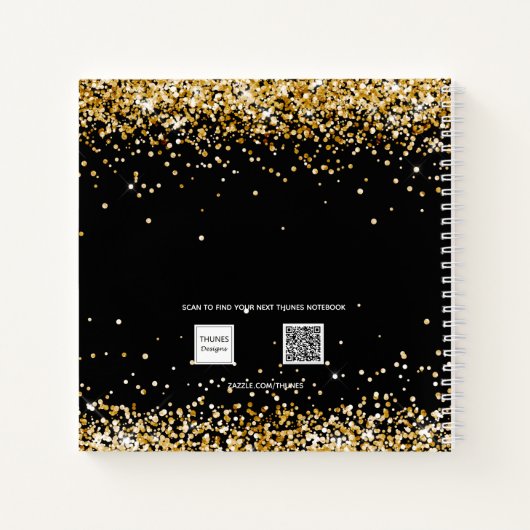 Diary black gold conetti name skript notizblock (Rückseite)