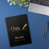 Diary Black Gold eleganter Skriptname Notizblock