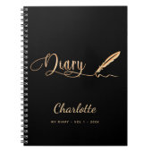 Diary Black Gold eleganter Skriptname Notizblock (Vorderseite)