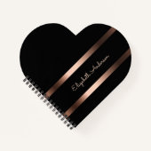 Diary black Rose gold name script girl Notizblock (Vorderseite)