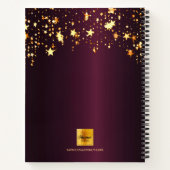 Diary burgundy gold stars monogram name modern notizblock (Rückseite)