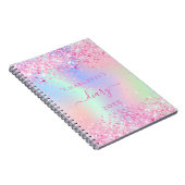 Diary pink Glitzer holografischer Einhornname Notizblock (Rechte Seite)
