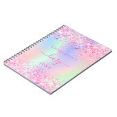 Diary pink Glitzer holografischer Einhornname Notizblock (Linke Seite)