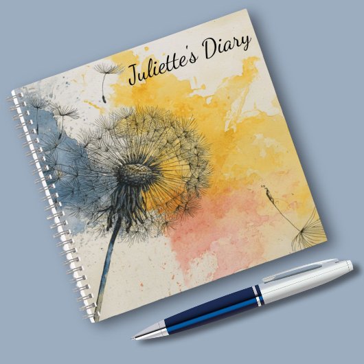 Diary Watercolor Dandelion Notizblock