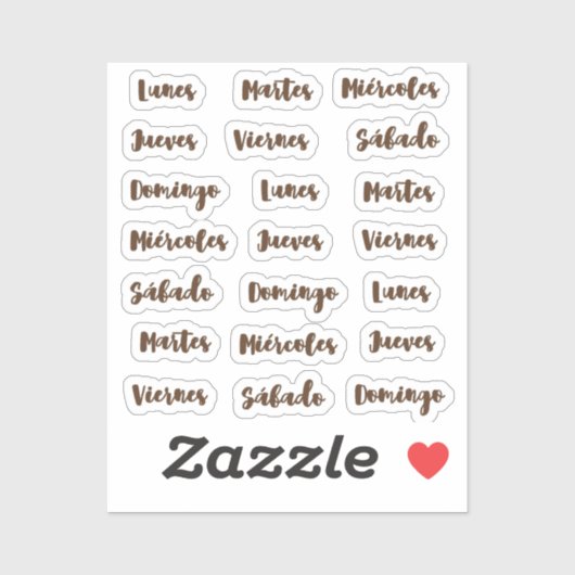 Dias de la semana winzige Latte Aufkleber (Blatt)