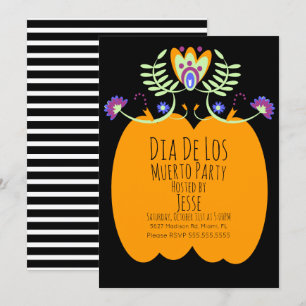 Dias De Los Muerto Kürbis-Volks-Blumen Einladung