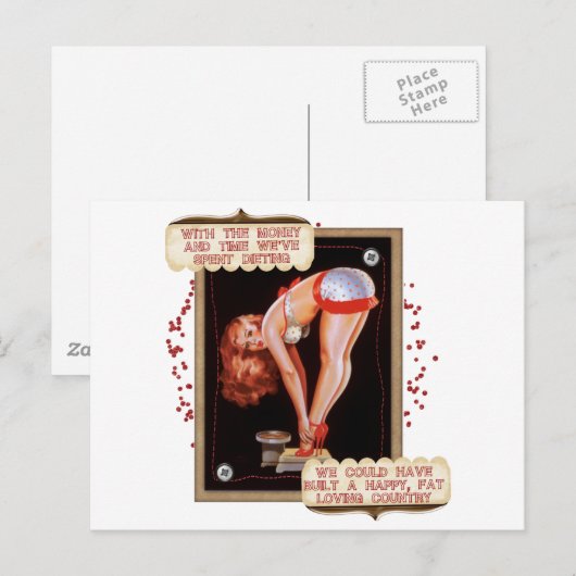 Diät-Button Postkarte (Vorne/Hinten)