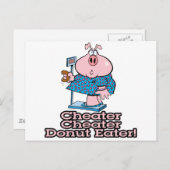 Diät Cheater donut essen Schweinefleisch Cartoon Postkarte (Vorne/Hinten)