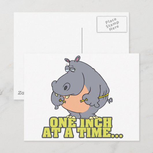 Diät-Nilpferd-Spaß Postkarte (Vorne/Hinten)