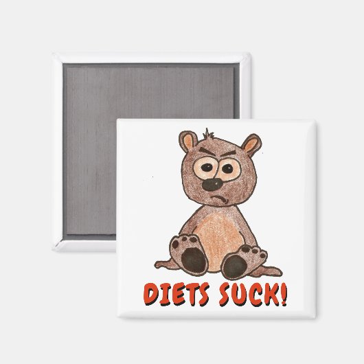 Diät sind zum Kotzen! Grumpy Little Bear Cub Carto Magnet (Vorderseite/Rückseite)