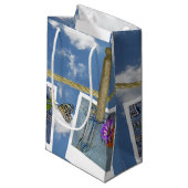 Diäten in blauer Tasche auf Wäscheleine Kleine Geschenktüte (Vorderseite Schrägansicht)