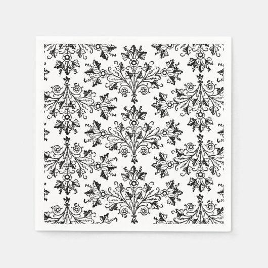 Diäten und Blätter Blumenkunst in Black Paper Serviette (Vorderseite)