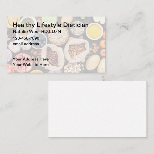 Diätetiker Health Food Business Cards Visitenkarte (Vorne/Hinten)