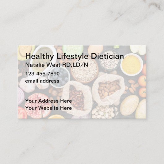 Diätetiker Health Food Business Cards Visitenkarte (Vorderseite)