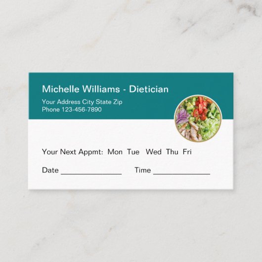 Diätetiker Nutritionist Ernennung Business Cards Terminkarte (Vorderseite)