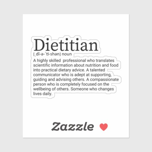 Diätetische Definition, Diätetikersticker Aufkleber (Blatt)