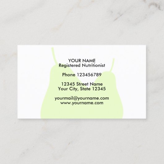 Diätetisches Logo für grüne Birnen Visitenkarte (Rückseite)
