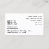 Diätitisches Foto mit gesundem frischem Gemüse Visitenkarte (Rückseite)