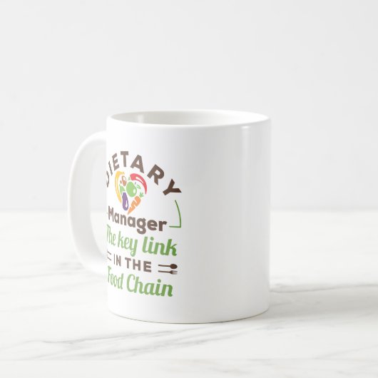Diätmanager der Schlüssel zur Lebensmittelkette Kaffeetasse (Vorderseite Links)