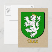 Diaz-Familie Heraldic Shield Postkarte (Vorne/Hinten)