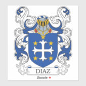 Diaz Familienwappen Aufkleber (Blatt)