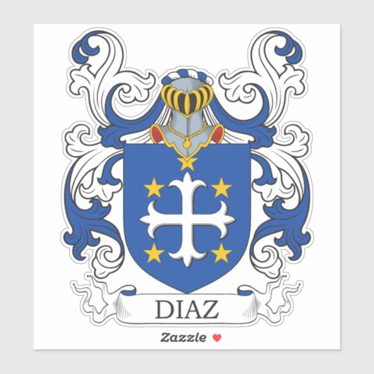 Diaz Familienwappen Aufkleber (Blatt)