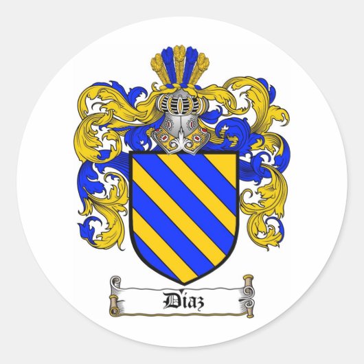 DIAZ-FAMILIENWAPPEN - DIAZ-WappenCOAT Runder Aufkleber (Vorderseite)