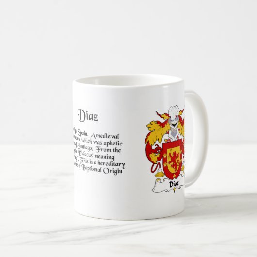 Diaz-Familienwappenschale Kaffeetasse (VorderseiteRechts)