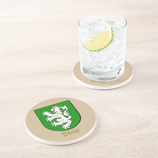 Diaz Heraldic Shield Sandstein Untersetzer (Seite)